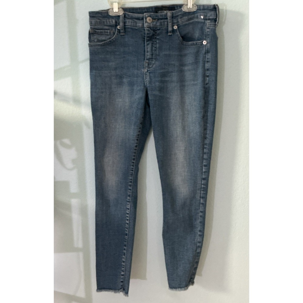Lucky Brand Blue Jeans Women's 6/28 Fringe Hem Denim Casual Mid Rise